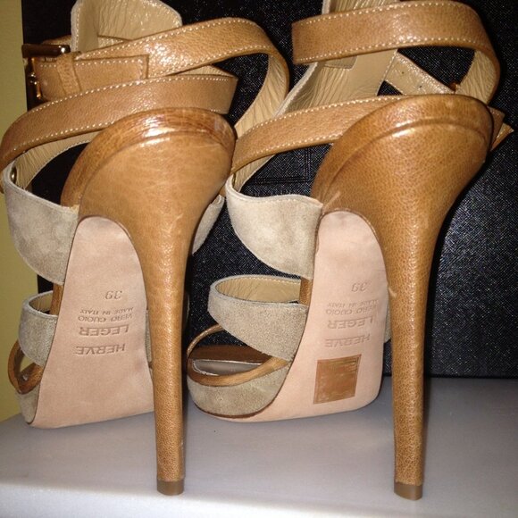HERVE LEGER Suede / Leather Platform Sandal, Size 7.5, EU 37.5, NARROW !!!, NIB - Picture 7 of 7